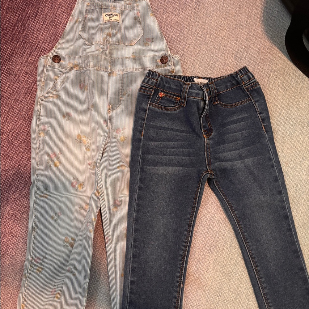 Osh Kosh overalls and Hudson Jeans size 4T